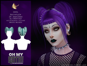 Sims 4 — Oh My Goth - Ozul Hairstyle by AurumMusik — New gothic pigrails for female sims in 28 different colors. Includes