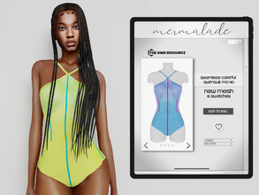 Sims 4 — Seamless Colorful Swimsuit MC410 by mermaladesimtr — New Mesh 6 Swatches All Lods Teen to Elder For Female