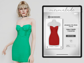 Sims 4 — Strapless Mini Dress MC413 by mermaladesimtr — New Mesh 8 Swatches All Lods Teen to Elder For Female
