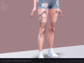Sims 4 — Tattoo Random Snakes n29 by ANGISSI — * 3 black options (right,left,both legs) * HQ compatible * Female+Male *