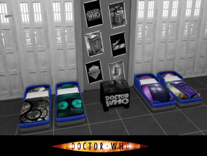 Sims 4 — Dr Who Toddler Room Set - Bed by Psychachu — (4 swatches) - Noisy, whovian beds for tots.