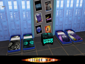 Sims 4 — Dr Who Toddler Bedroom Set by Psychachu — Includes: Toddler Bed, Posters, Toybox, Wallpaper