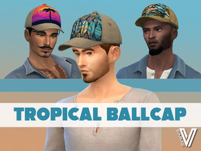Sims 4 — Summer Tropical BB Cap by SimmieV — Need a great looking ball cap for those brutal beach rays? Look no further!