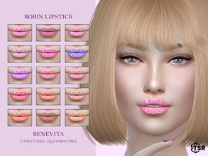 Sims 4 — Robin Lipstick [HQ] by Benevita — Robin Lipstick HQ Mod Compatible 15 Swatches I hope you like!