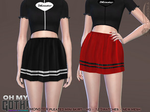 Sims 4 — OH MY GOTH Monster Pleated Mini Skirt by Harmonia — New Mesh All Lods 12 Swatches HQ Please do not use my