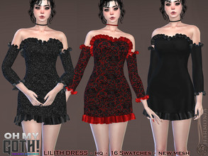 Sims 4 — OH MY GOTH Lilith Dress by Harmonia — New Mesh All Lods 9 Swatches HQ Please do not use my textures. Please do