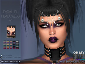 Sims 4 — Oh My Goth - Parallel Headdress V1 by PlayersWonderland — Part of the Oh My Goth! collaboration on TSR.