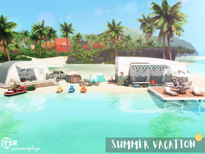 Sims 4 — Summer Vacation Camping | TSR CC Only  by Summerr_Plays — Vacation Campground in Sulani. Two campers and tent