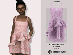 Sims 4 — Dress No.230 by _Akogare_ — Akogare Dress No.230 -8 Colors - New Mesh (All LODs) - All Texture Maps - HQ