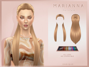 Sims 4 — Marianna Hairstyle by Enriques4 — New Mesh 24 Swatches Include Shadow Map All Lods Base Game Compatible Teen to