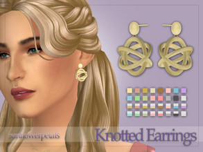 Sims 4 — Knotted Earrings by SunflowerPetalsCC — A pair of earrings with a knot ball look in metal swatches (silver and