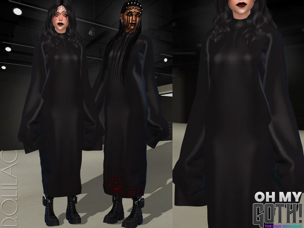 Sims 4 — Oh My Goth - Witch Dress DO06 by DOLilac — Custom thumbnail New Mesh 3 Colors Adult-Elder-Teen-Young Adult For