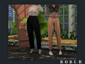 Sims 4 — Ariane pleated pants by Bobur2 — High waisted pleated pants for female 20 colors HQ compatible I hope you like