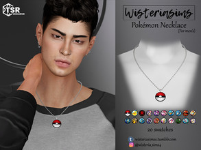 Sims 4 — Pokemon Necklace(men) by WisteriaSims — **FOR MEN **NEW MESH - Necklace Category - 20 swatches - Base Game