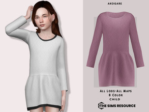 Sims 4 — Dress No.231 by _Akogare_ — Akogare Dress No.231 -8 Colors - New Mesh (All LODs) - All Texture Maps - HQ