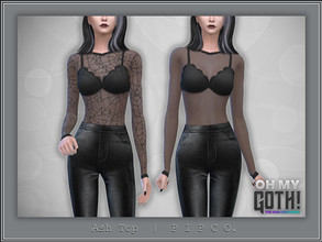 Sims 4 — Oh My Goth - Ash Top. by Pipco — A sheer top in 4 swatches. Base Game Compatible New Mesh All Lods HQ Compatible