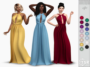 Sims 4 — Harmonia Dress by Sifix2 — A sleeveless layered long gown in 15 colors for teen, young adult and adult sims.