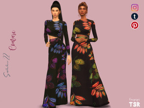 Sims 4 — Printed Long Dress - MDR37 by laupipi2 — Hi! New embellished long dress. Comming in 10 different colours. Enjoy!