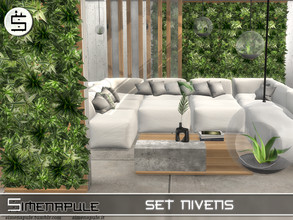 Sims 4 — Set Nivens by Simenapule — The set includes 11 objects and 1 wall: - Wall Plants Deco - Modular 1 - Modular Left