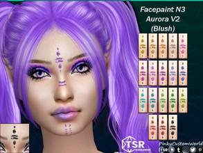 Sims 4 — Facepaint N3 - Aurora V2 (Blush) by PinkyCustomWorld — Cybergoth inspired facepaint in several solid glitter