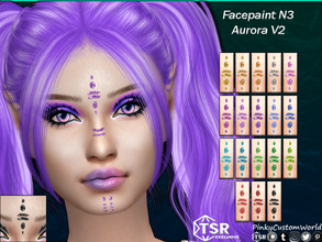 Sims 4 — Facepaint N3 - Aurora V2 (Set) by PinkyCustomWorld — Cybergoth inspired facepaint in several solid glitter