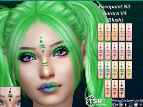Sims 4 — Facepaint N3 - Aurora V4 (Blush) by PinkyCustomWorld — Cybergoth inspired facepaint in several solid glitter