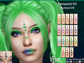 Sims 4 — Facepaint N3 - Aurora V4 (Set) by PinkyCustomWorld — Cybergoth inspired facepaint in several solid glitter