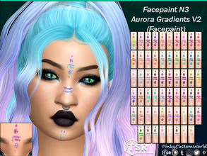 Sims 4 — Facepaint N3 - Aurora Gradients V2 (Facepaint) by PinkyCustomWorld — Cybergoth inspired facepaint in several