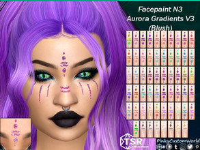 Sims 4 — Facepaint N3 - Aurora Gradients V3 (Blush) by PinkyCustomWorld — Cybergoth inspired facepaint in several