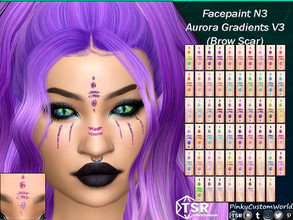Sims 4 — Facepaint N3 - Aurora Gradients V3 (Brow Scar) by PinkyCustomWorld — Cybergoth inspired facepaint in several