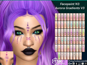 Sims 4 — Facepaint N3 - Aurora Gradients V3 (Set) by PinkyCustomWorld — Cybergoth inspired facepaint in several gradient