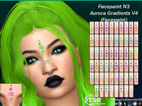 Sims 4 — Facepaint N3 - Aurora Gradients V4 (Facepaint) by PinkyCustomWorld — Cybergoth inspired facepaint in several