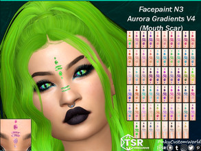 Sims 4 — Facepaint N3 - Aurora Gradients V4 (Mouth Scar) by PinkyCustomWorld — Cybergoth inspired facepaint in several