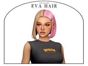 Sims 4 — Eva Hair (Patreon) by arethabee — eva hair - 24 ea colors - base game compatible - hat compatible