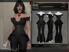 Sims 4 —  OH MY GOTH_OBSCURUM OCEANUM OUTFIT by DanSimsFantasy — This elegant gothic costume consists of a corset