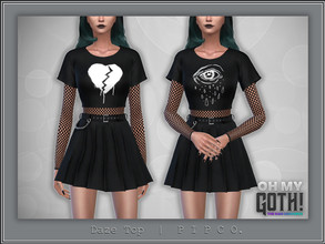 Sims 4 — Oh My Goth - Daze Top. by Pipco — A tee with a mesh top underneath. Available in 6 swatches. Base Game