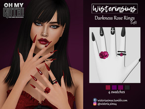 Sims 4 — Oh My Goth! - Darkness Rose Rings (left) by WisteriaSims — **FOR WOMAN **NEW MESH *TEEN TO ELDER - Rings