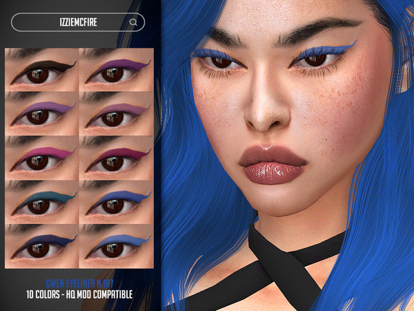 Sims 4 — Gwen Eyeliner N.187 by IzzieMcFire — Gwen Eyeliner N.187 contains 10 colors in HQ texture. Standalone item with