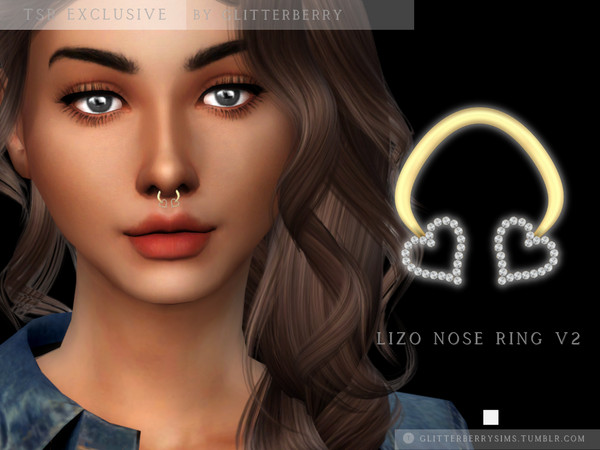 Sims 4 — Lizo Heart Nose Ring v2 by Glitterberryfly — Version 2 of the Lizo heart nose ring