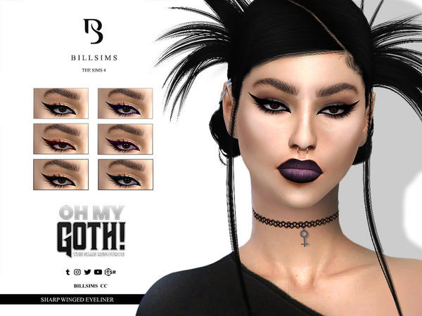 Sims 4 — Oh My Goth - Sharp Winged Eyeliner by Bill_Sims — This eyeliner features a long, sharp wing in the outer and