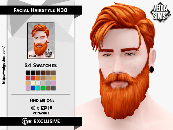 Sims 4 — Facial Hair Style 30 by David_Mtv2 — This facial hair: contains all maxis color; is compatible from teen to