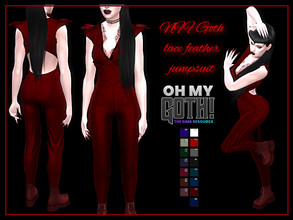 Sims 4 — Oh My Goth lace feather jumpsuit by Nadiafabulousflow — Hi guys! This upload its lace feather jumpsuit with open