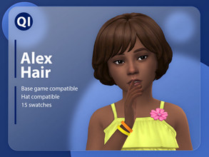 Sims 4 — Alex Hair by qicc — A short hairstyle with bangs. - Maxis Match - Base game compatible - Hat compatible - Child