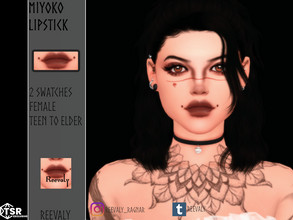 Sims 4 — Miyoko Lipstick by Reevaly — 2 Swatches. Teen to Elder. Female. Base Game compatible. Please do not reupload.