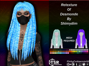 Sims 4 — Retexture of Desmonde hair by Shimydim by PinkyCustomWorld — Beautiful dreadlocks alpha hairstyle with short