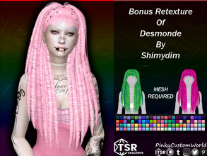 Sims 4 — Bonus Retexture of Desmonde hair by Shimydim by PinkyCustomWorld — Beautiful dreadlocks alpha hairstyle with