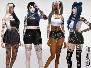 Sims 4 — Fishnet Mini Top by MaruChanBe2 — Cute mini top with fishnet sleeves. Four different color combos.