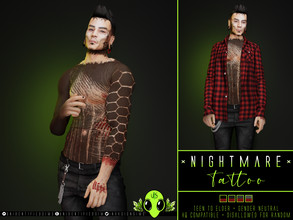 Sims 4 — Nightmare Tattoo by unidentifiedsims — Full body tattoo x1 colour x4 shades HQ compatible Works with all skins