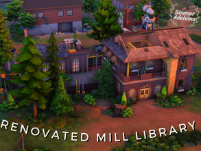Sims 4 — Renovated Mill Library by simmer_adelaina — Moonwood Mill's library is now renovated to a bigger capacity of