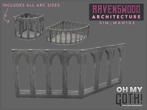 Sims 4 — Ravenswood - Fence by sim_man123 — A gothic-style arched stone wall. Includes diagonal as well as rounded arcs.